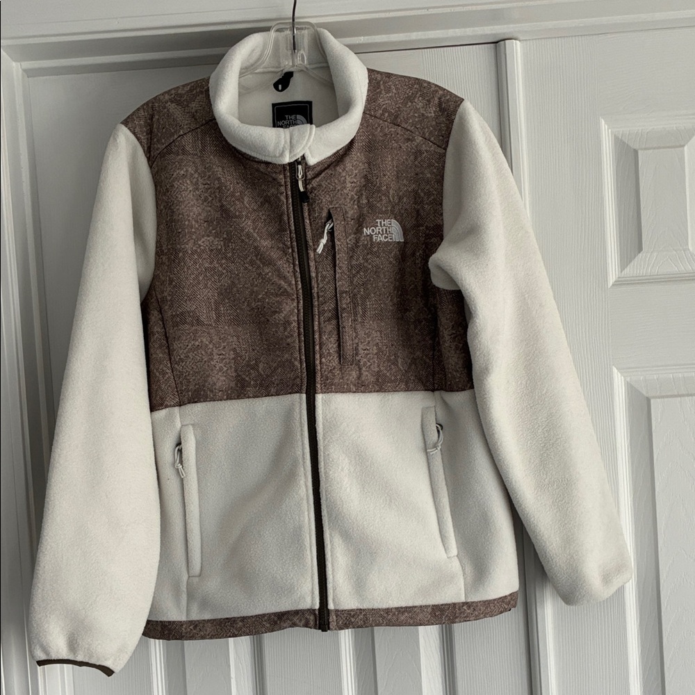 Vintage The North Face Cream & Brown Herringbone Fleece Denali Jacket Women’s M
